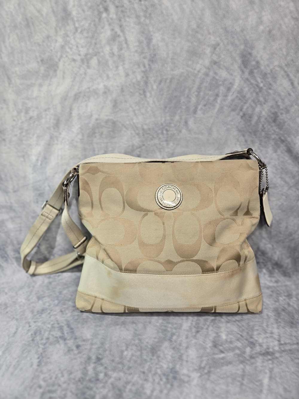 vintage Coach Signature Stripe Crossbody Bag